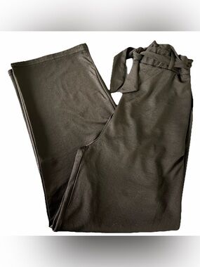 Women’s Loose Fit Wide Leg Pants with Elastic Waistband & Tie Belt